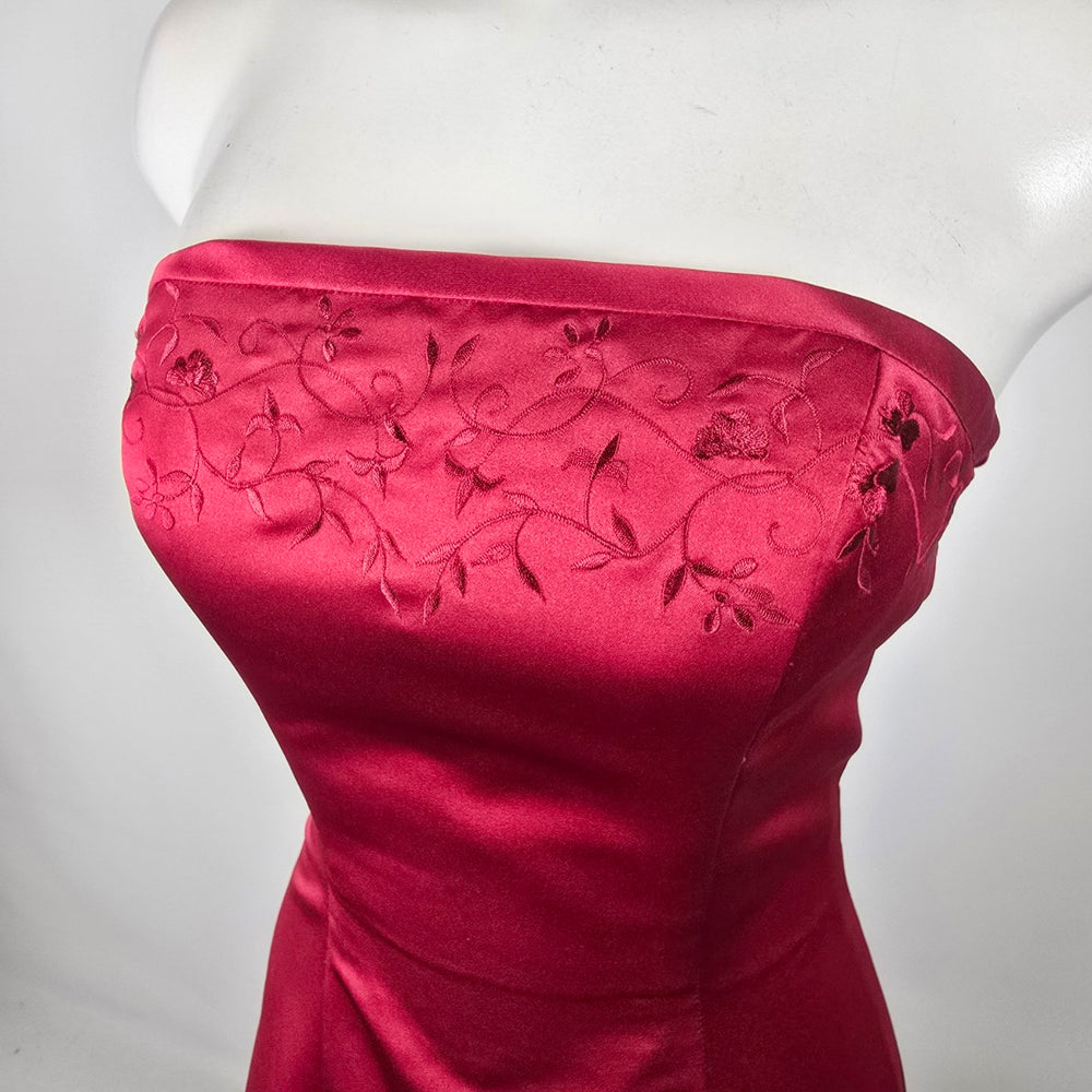 Joshua B Designs Red Strapless Satin Formal Gown Size 10
