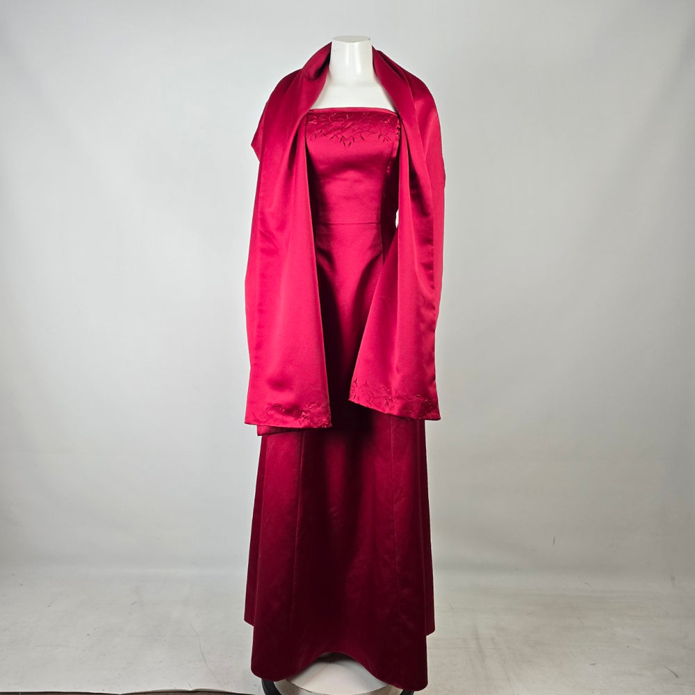 Joshua B Designs Red Strapless Satin Formal Gown Size 10