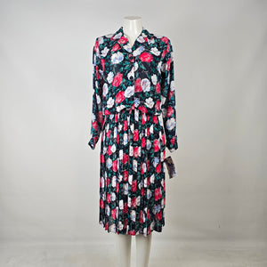 Camillia Vintage Floral Pleated Shirt Dress Size 10