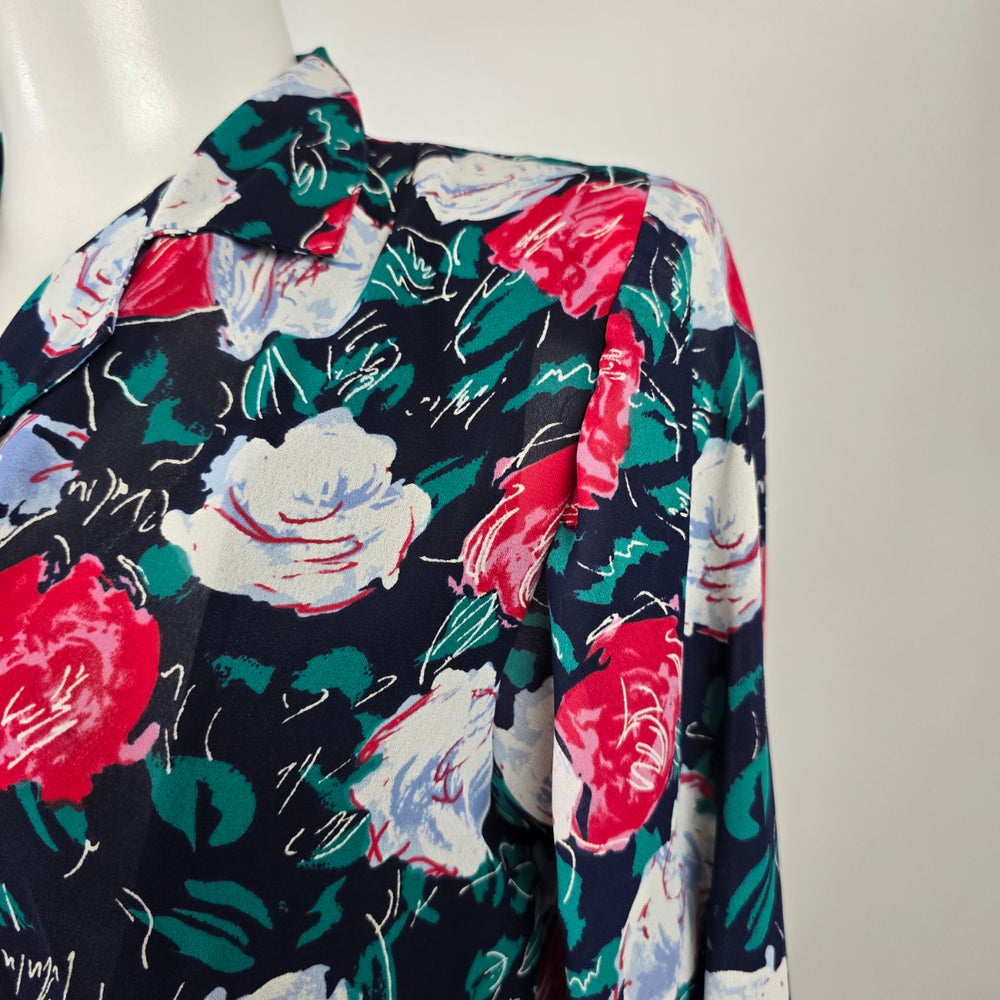 Camillia Vintage Floral Pleated Shirt Dress Size 10