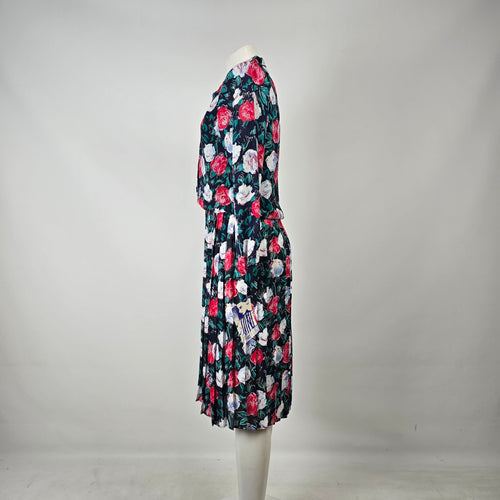 Camillia Vintage Floral Pleated Shirt Dress Size 10