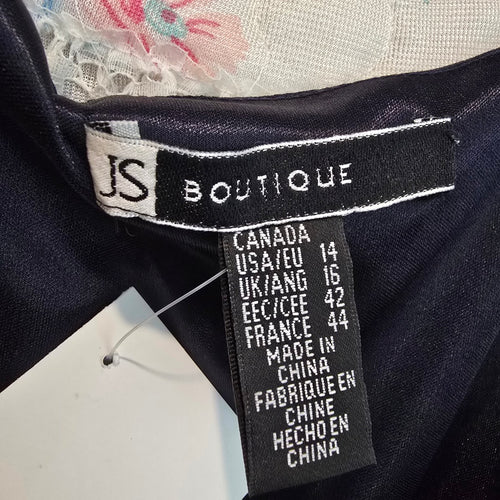 JS Boutique Navy Blue Sequin Cowl Neck Maxi Dress Size 14