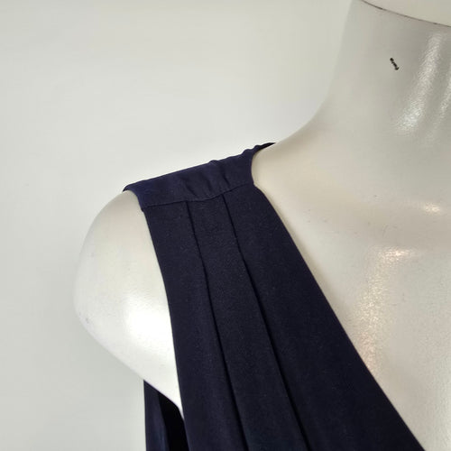 JS Boutique Navy Blue Sequin Cowl Neck Maxi Dress Size 14