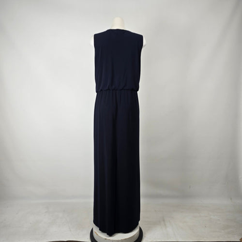 JS Boutique Navy Blue Sequin Cowl Neck Maxi Dress Size 14