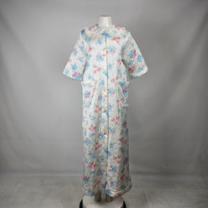 Vintage Sears The Fashion Place Quilted Floral Housecoat Robe Size 14/16