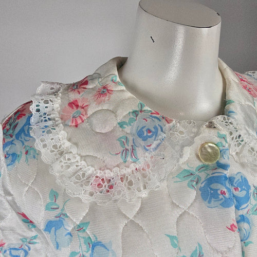 Vintage Sears The Fashion Place Quilted Floral Housecoat Robe Size 14/16