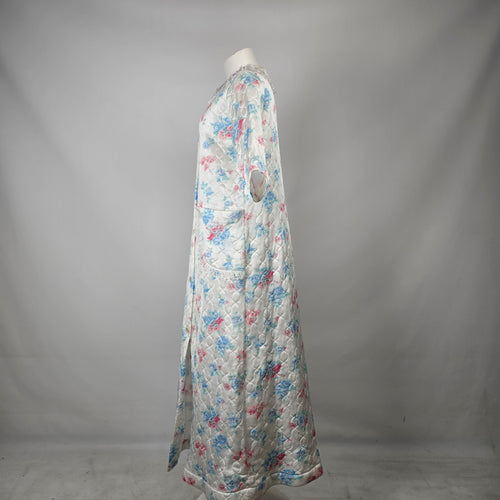 Vintage Sears The Fashion Place Quilted Floral Housecoat Robe Size 14/16
