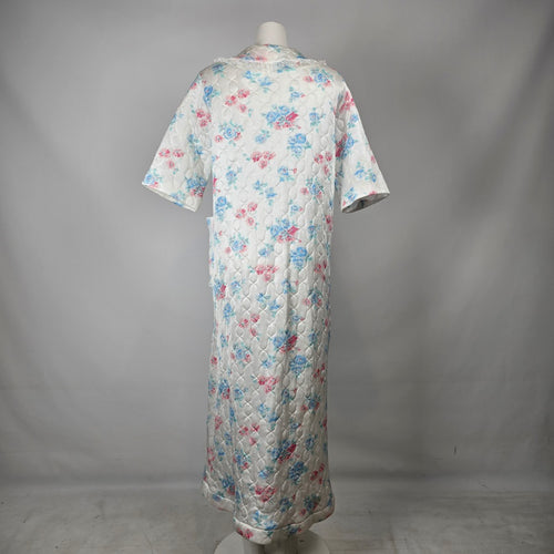 Vintage Sears The Fashion Place Quilted Floral Housecoat Robe Size 14/16