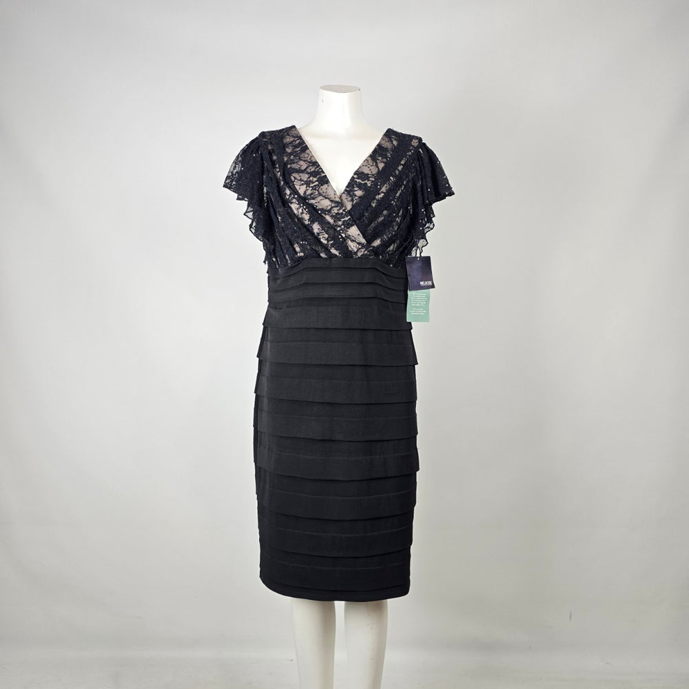 Melrose Black Lace Tiered Cocktail Dress Size 16 NWT