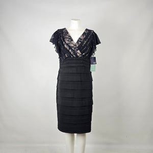 Melrose Black Lace Tiered Cocktail Dress Size 16 NWT