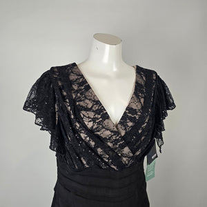 Melrose Black Lace Tiered Cocktail Dress Size 16 NWT