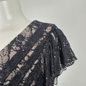 Melrose Black Lace Tiered Cocktail Dress Size 16 NWT