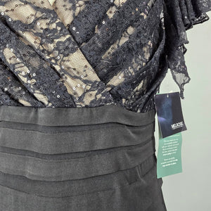 Melrose Black Lace Tiered Cocktail Dress Size 16 NWT