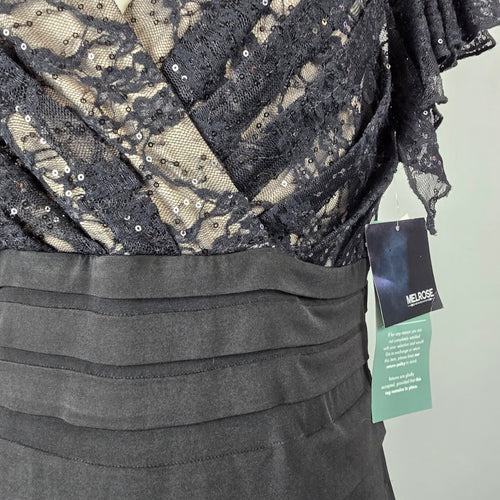 Melrose Black Lace Tiered Cocktail Dress Size 16 NWT