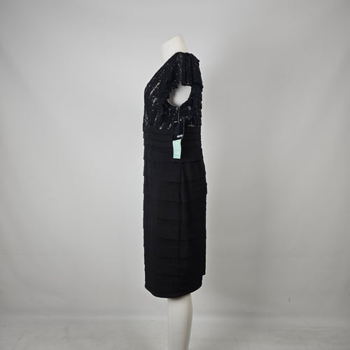 Melrose Black Lace Tiered Cocktail Dress Size 16 NWT