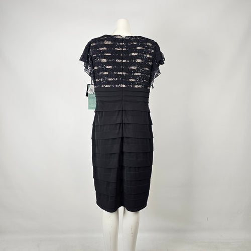 Melrose Black Lace Tiered Cocktail Dress Size 16 NWT