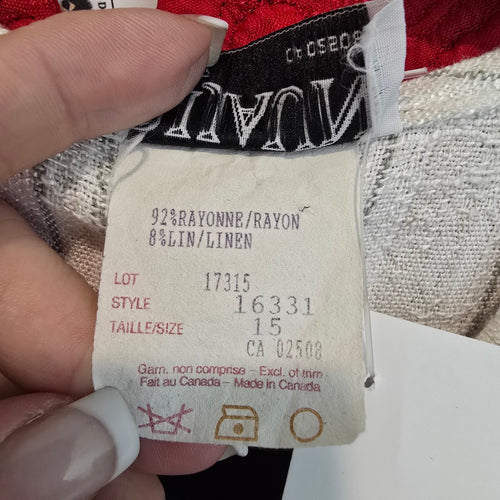 Vintage Bijaun Cream Striped Button Front Vest Dress Size 15