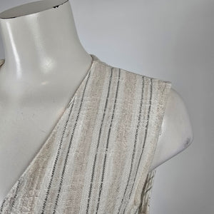Vintage Bijaun Cream Striped Button Front Vest Dress Size 15