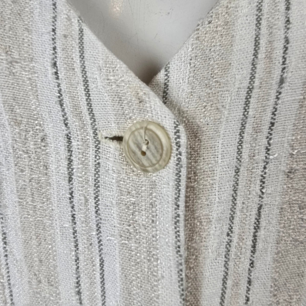 Vintage Bijaun Cream Striped Button Front Vest Dress Size 15