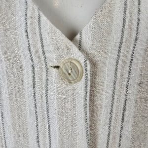 Vintage Bijaun Cream Striped Button Front Vest Dress Size 15