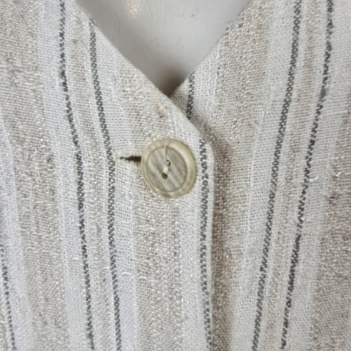 Vintage Bijaun Cream Striped Button Front Vest Dress Size 15