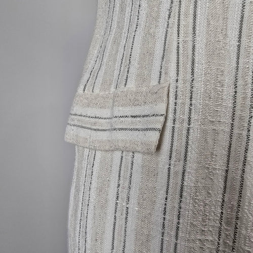 Vintage Bijaun Cream Striped Button Front Vest Dress Size 15