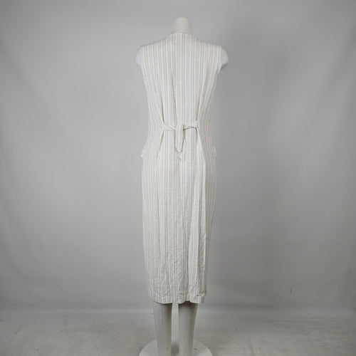 Vintage Bijaun Cream Striped Button Front Vest Dress Size 15