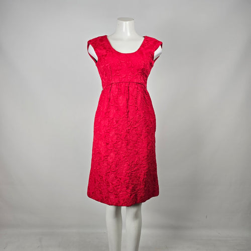 Vintage Red Brocade Dress & Cropped Blazer Jacket Set Size XS/S