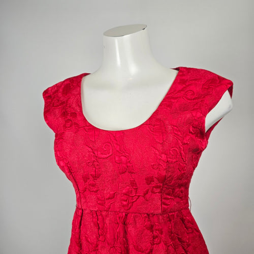 Vintage Red Brocade Dress & Cropped Blazer Jacket Set Size XS/S