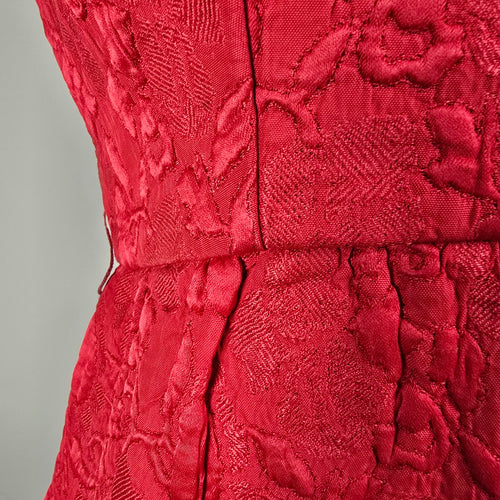 Vintage Red Brocade Dress & Cropped Blazer Jacket Set Size XS/S