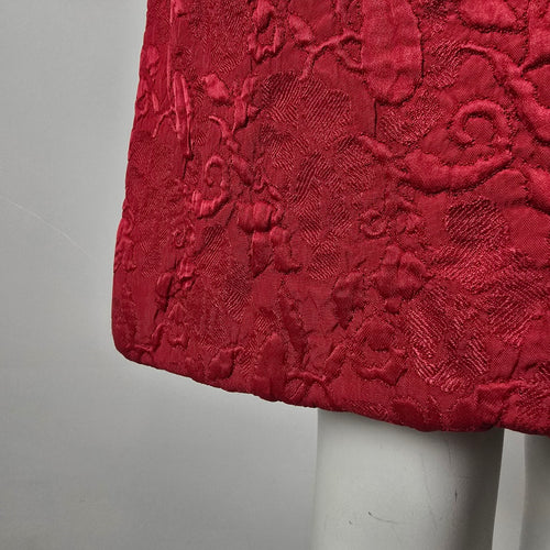 Vintage Red Brocade Dress & Cropped Blazer Jacket Set Size XS/S