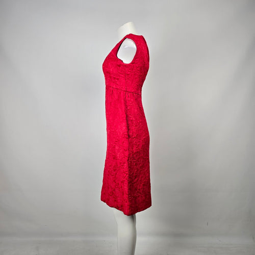 Vintage Red Brocade Dress & Cropped Blazer Jacket Set Size XS/S