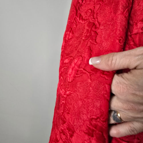 Vintage Red Brocade Dress & Cropped Blazer Jacket Set Size XS/S