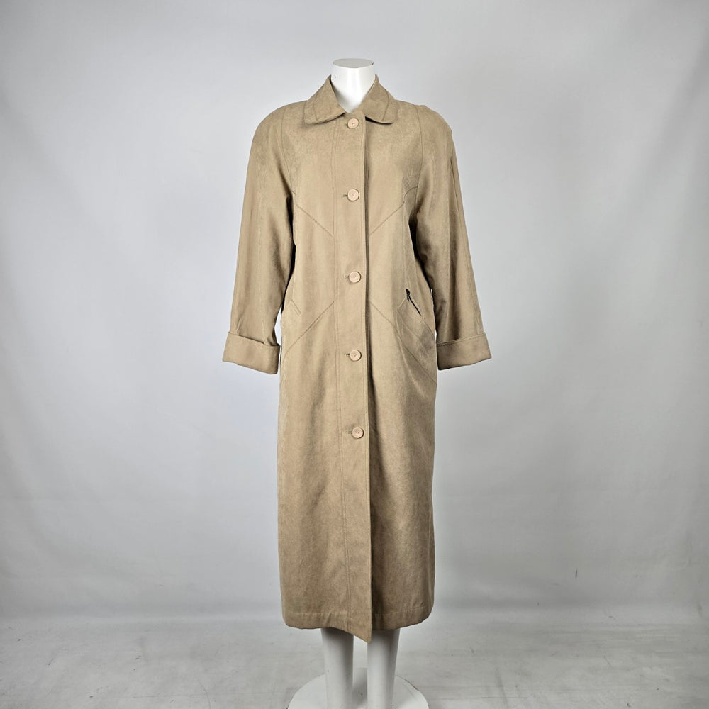 Vintage Fen-Nelli Tan Suede Look Long Coat Size 5/6