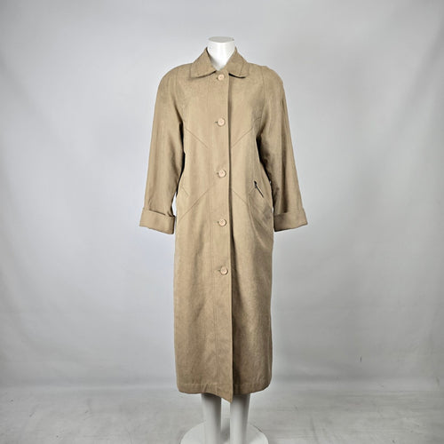 Vintage Fen-Nelli Tan Suede Look Long Coat Size 5/6