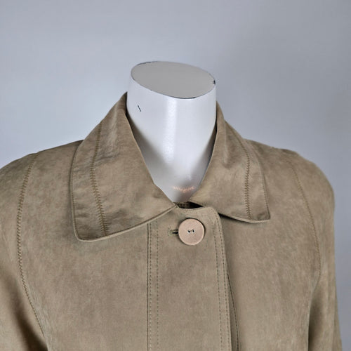 Vintage Fen-Nelli Tan Suede Look Long Coat Size 5/6