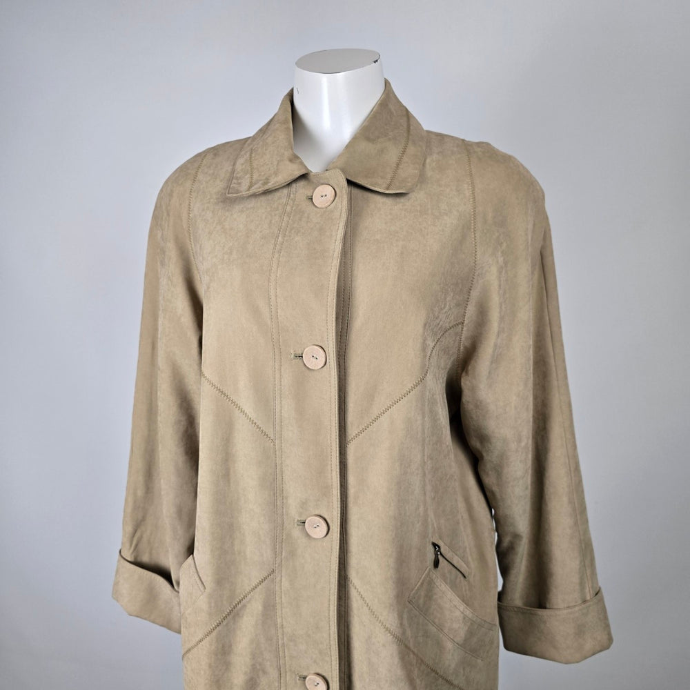 Vintage Fen-Nelli Tan Suede Look Long Coat Size 5/6