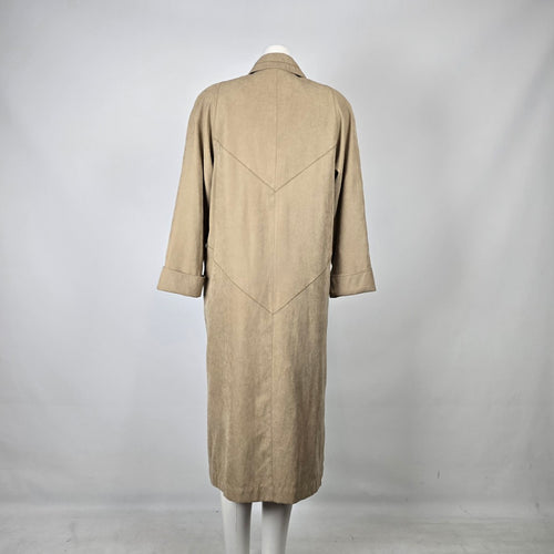 Vintage Fen-Nelli Tan Suede Look Long Coat Size 5/6