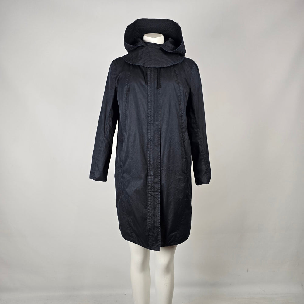 Helmut Lang Black Hooded Lightweight Trench Coat Size XS/S