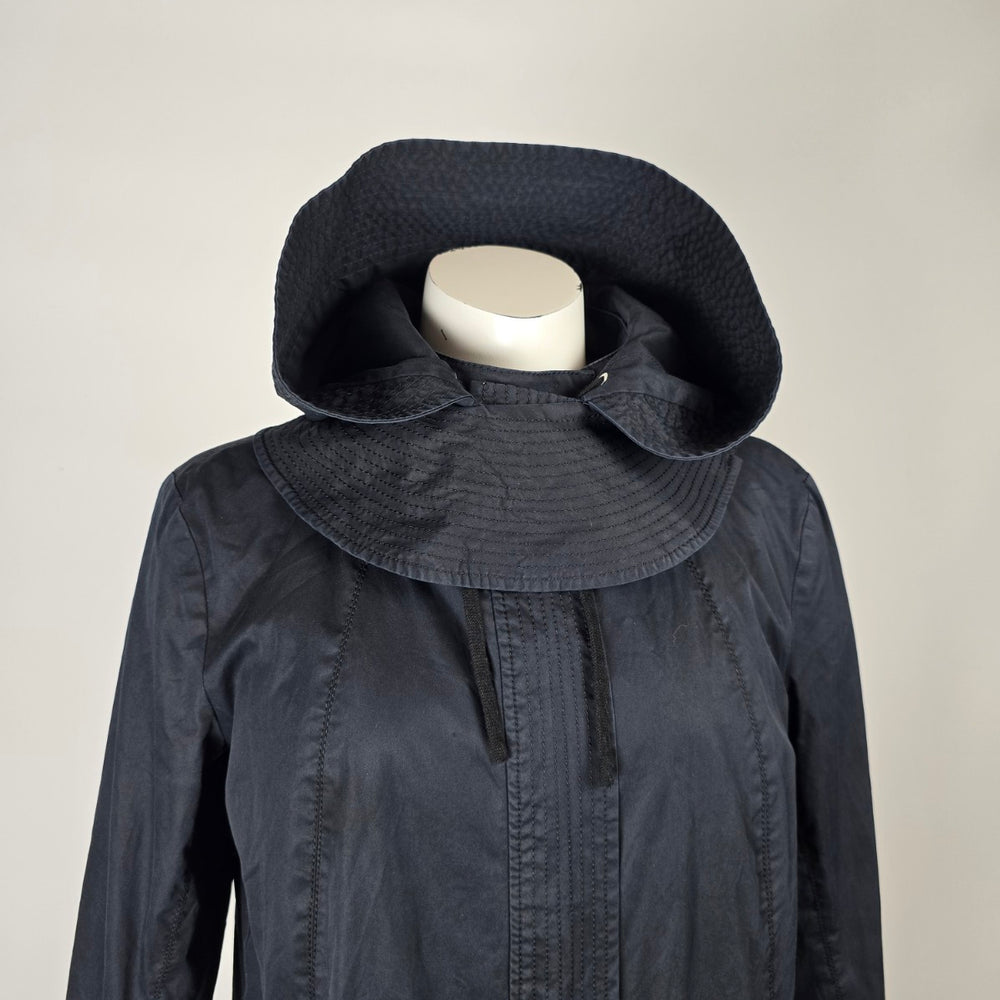 Helmut Lang Black Hooded Lightweight Trench Coat Size XS/S