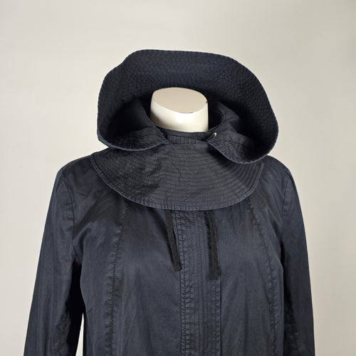 Helmut Lang Black Hooded Lightweight Trench Coat Size XS/S