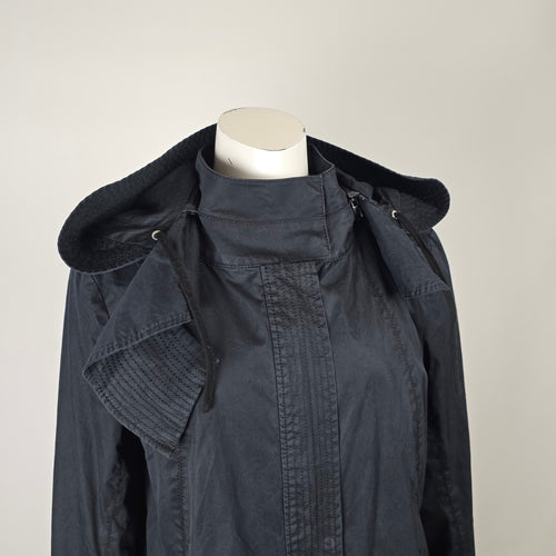 Helmut Lang Black Hooded Lightweight Trench Coat Size XS/S