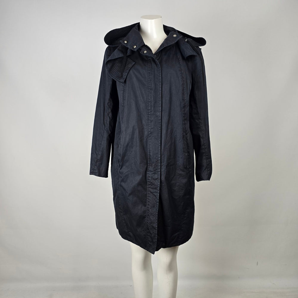 Helmut Lang Black Hooded Lightweight Trench Coat Size XS/S