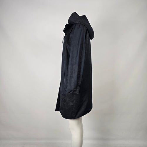Helmut Lang Black Hooded Lightweight Trench Coat Size XS/S