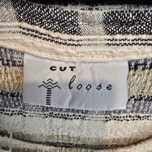 Vintage Cut Loose Plaid Linen Blend Sleeveless Midi Dress Size L