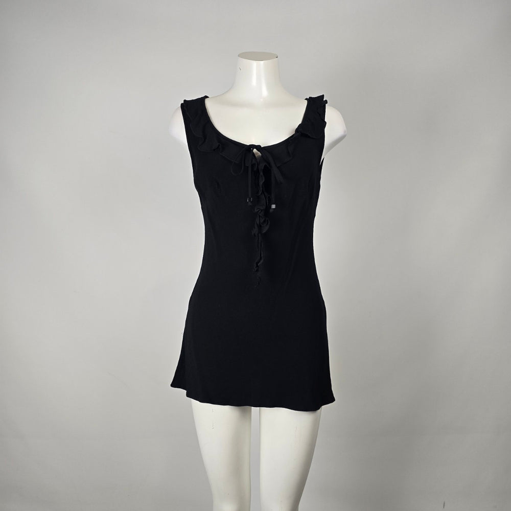 Planet Black Ruffle Tie Front Sleeveless Top Size 12
