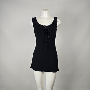 Planet Black Ruffle Tie Front Sleeveless Top Size 12