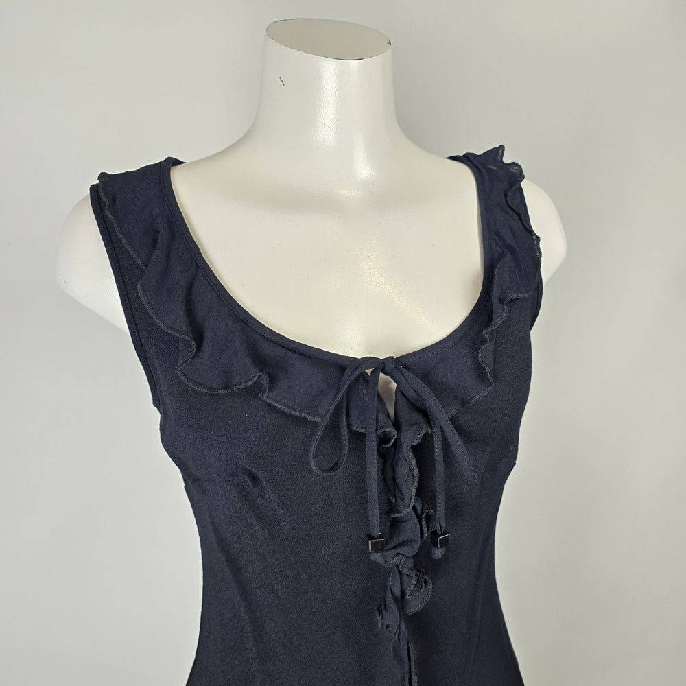Planet Black Ruffle Tie Front Sleeveless Top Size 12