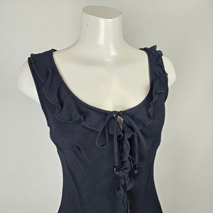 Planet Black Ruffle Tie Front Sleeveless Top Size 12
