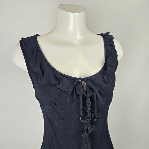 Planet Black Ruffle Tie Front Sleeveless Top Size 12